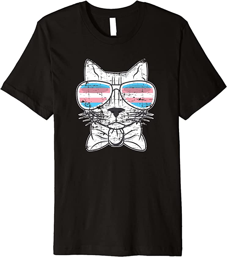 Transgender Flag Animal Cat Trans Gay Pride Gift Transgender Premium T-Shirt