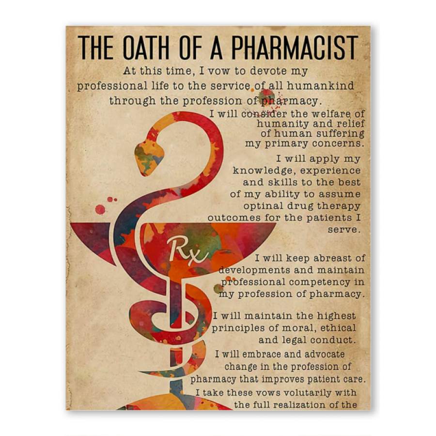 The Oath Of A Pharmacist Poster Custom Design Gift For Pharmacist ...