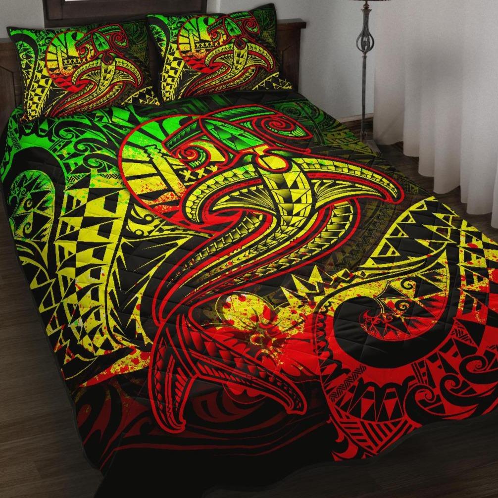 Tahiti Quilt Bed Set – Reggae Shark Polynesian Tattoo – BN18