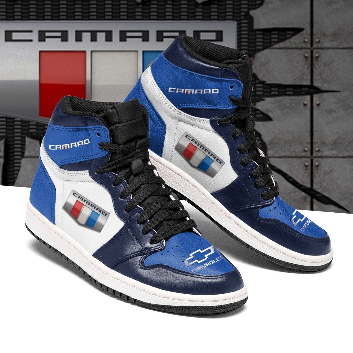 Chevrolet Camaro NTA JD High top Shoes ver 1 Blue Sneakers Jordan Sneakers Sport Air Jordan High Sneakers Sport Sneakers