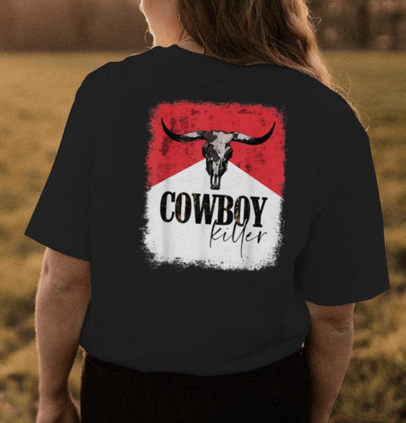 Western Bull Skull Cowboy Killer Cowgirl Tee Shirt Outfit  For Men  For Women