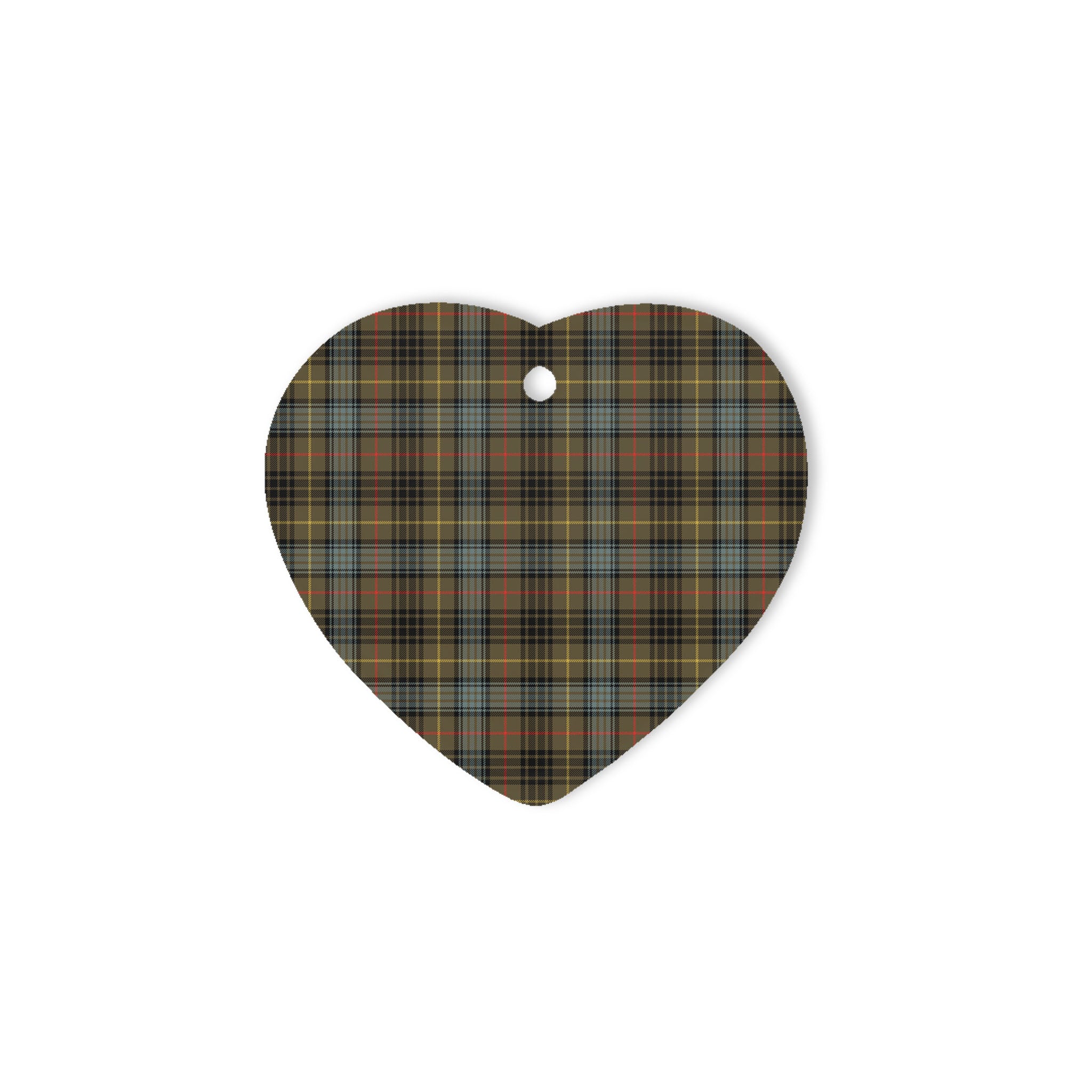 Stewart Hunting Weathered Tartan Heart Ornaments, Christmas Tree Ornament, Plaid Christmas Ornaments, Ceramic Heart Christmas Tree Decoration