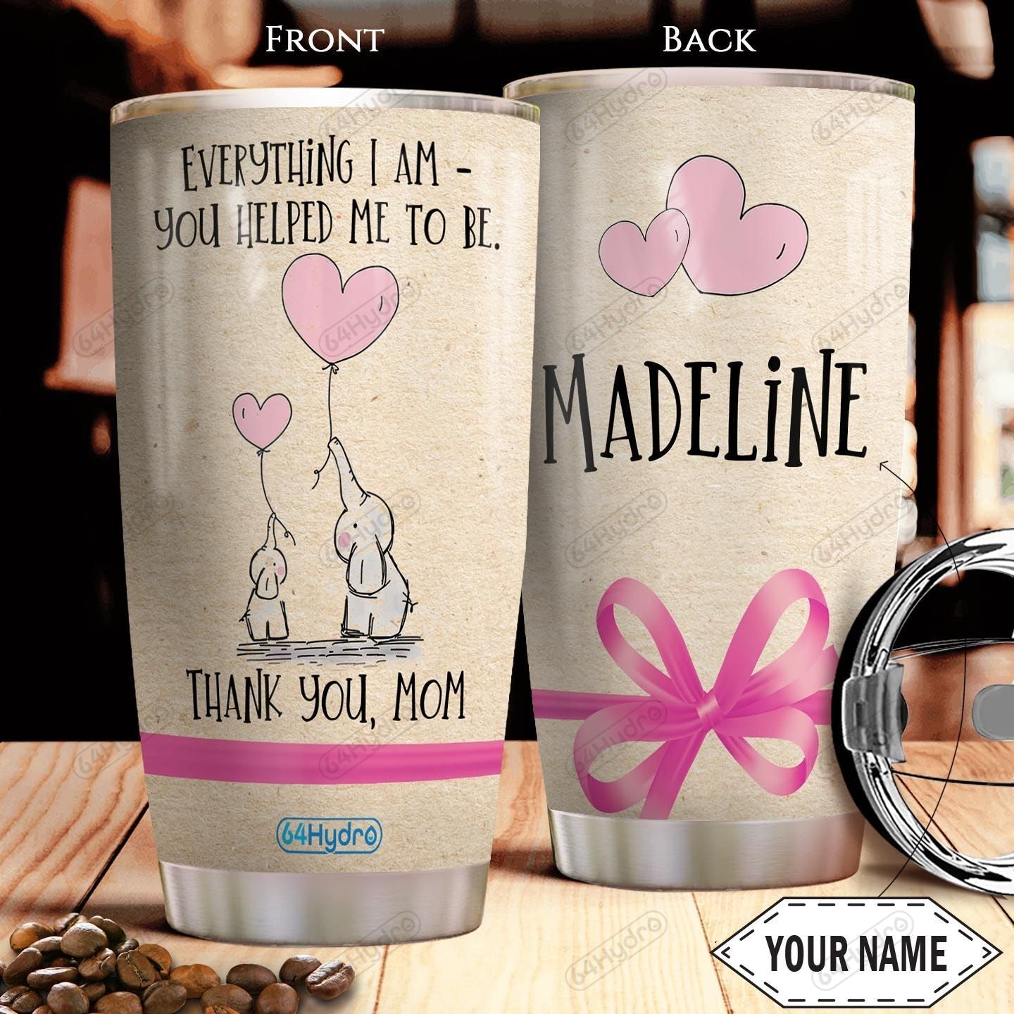 Mother Elephant Kd4 Personalized Tha2101013Z  Stainless Steel Tumbler Travel Customize Name, Text, Number, Image