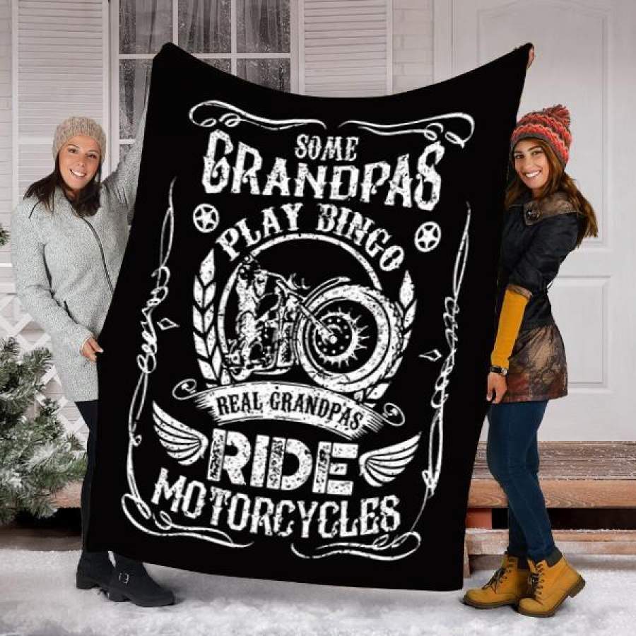 Custom Blanket Grandpa Motorcyclist Biker Blanket – Perfect Gift For Grandpa – Fleece Blanket