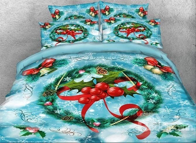 Vivilinen 3D Christmas Wreath With Red Berries Clh2210281B Bedding Sets