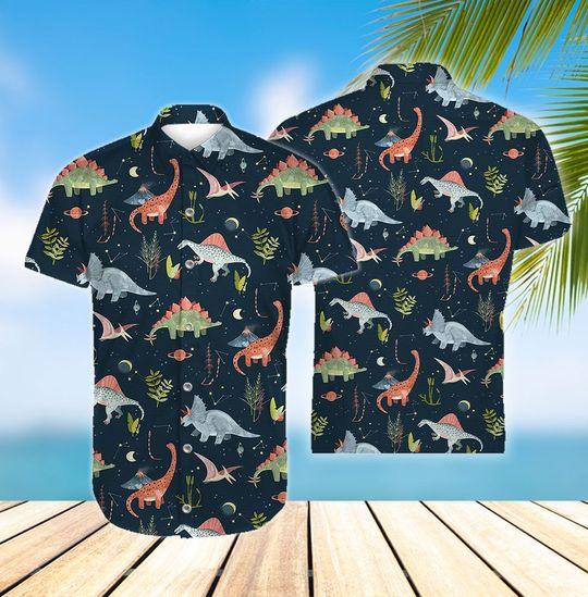 Dinosaur Cosmic Night Hawaii Shirt For Men Women Ha8934