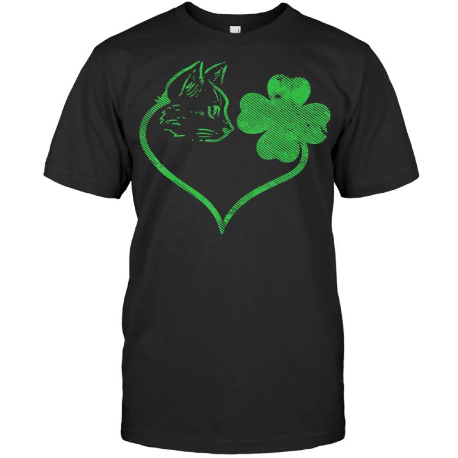 Cat Silhouette Shamrock St Patricks Day Kitten Lover Pet T Shirt