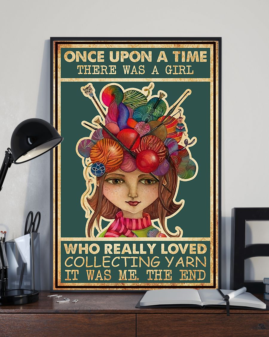 Yarn Poster Once Upon A Time There Was A Girl Who Really Loved Collecting Yarn Vintage Room Home Decor Wall Art Knitting Gifts