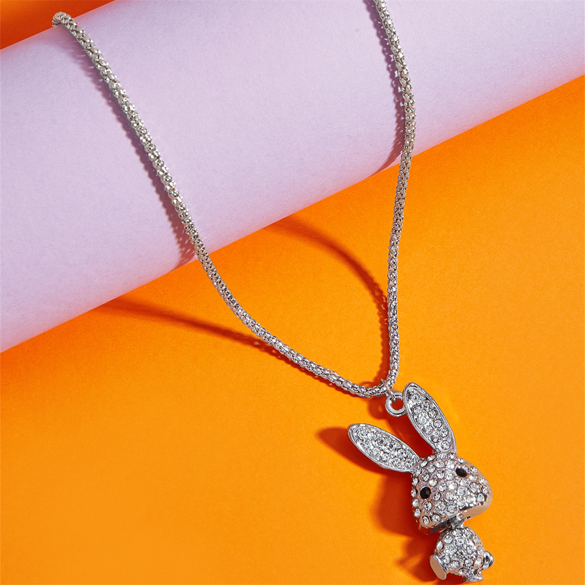 2021 Shiny Bunny Sweater Chain Full Rhinestone Pendant Trendy Jewelry Women’s Accessories collares para mujer colgantes alx