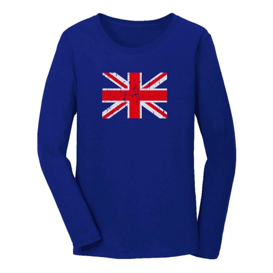 Vintage United Kingdom Flag Women Long Sleeve T-Shirt