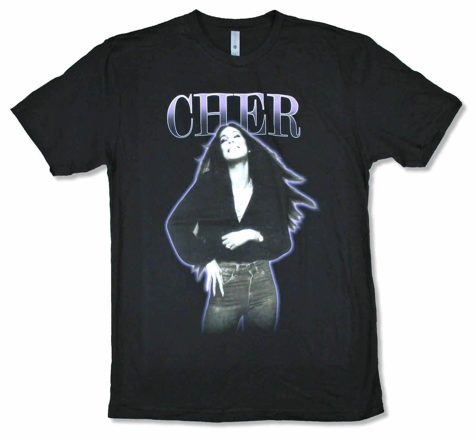 Cher Purple Outline Vintage Pic Black T Shirt New Official Merch