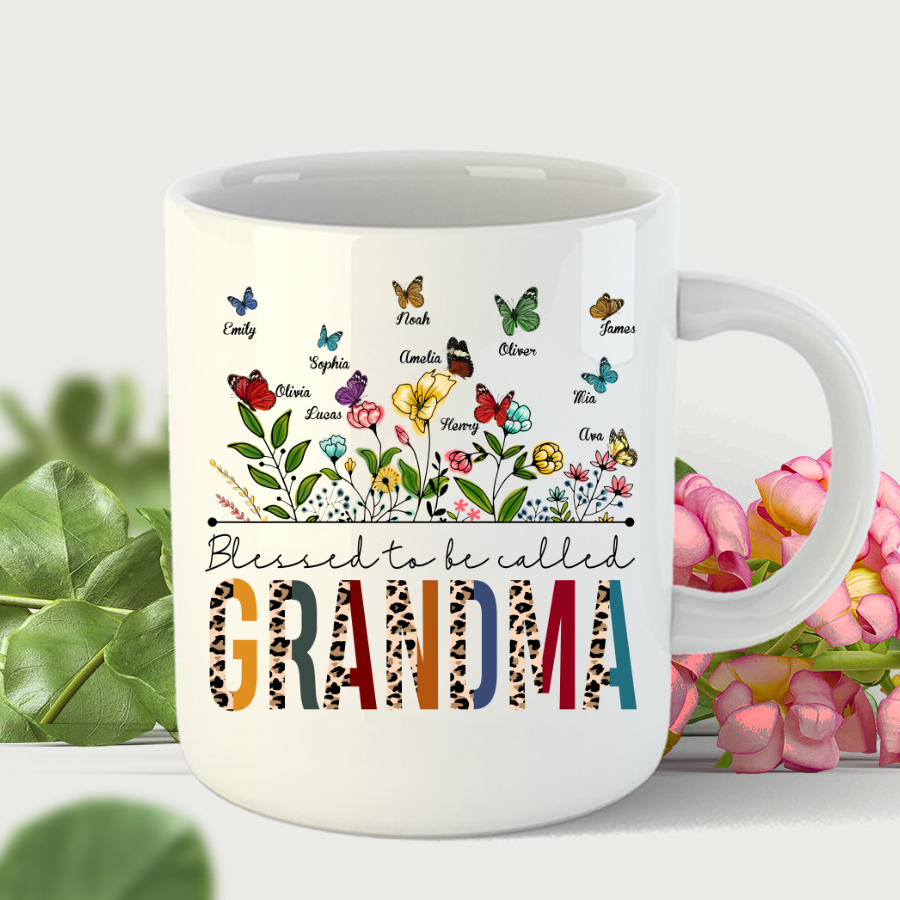 Blessed To Be Called Grandma Nana Mimi Gigi Personalized Wildflowers Leopard Colorful Lx109G  Mug