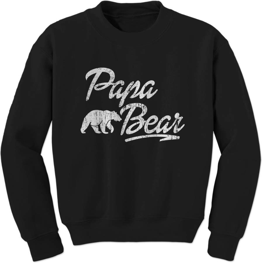 Papa Bear Vintage Distressed Adult Crewneck Sweatshirt