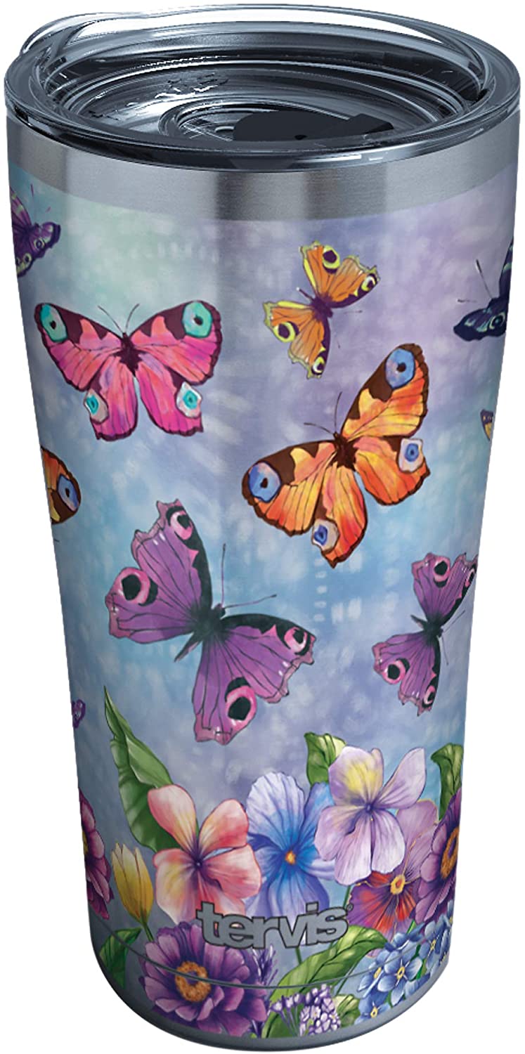 Butterfly Garden Triple Walled Insulated Tumbler, 20 Oz, Stainless Steel, Butterfly Tumbler