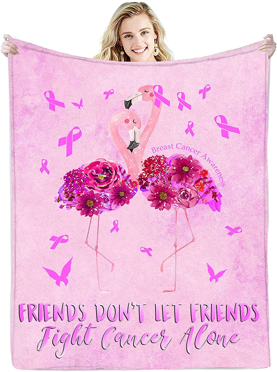 Breast Cancer Gifts For Women Fleece Blankets, Breast Cancer Awareness Ultra-Soft Micro Fleece Blanket