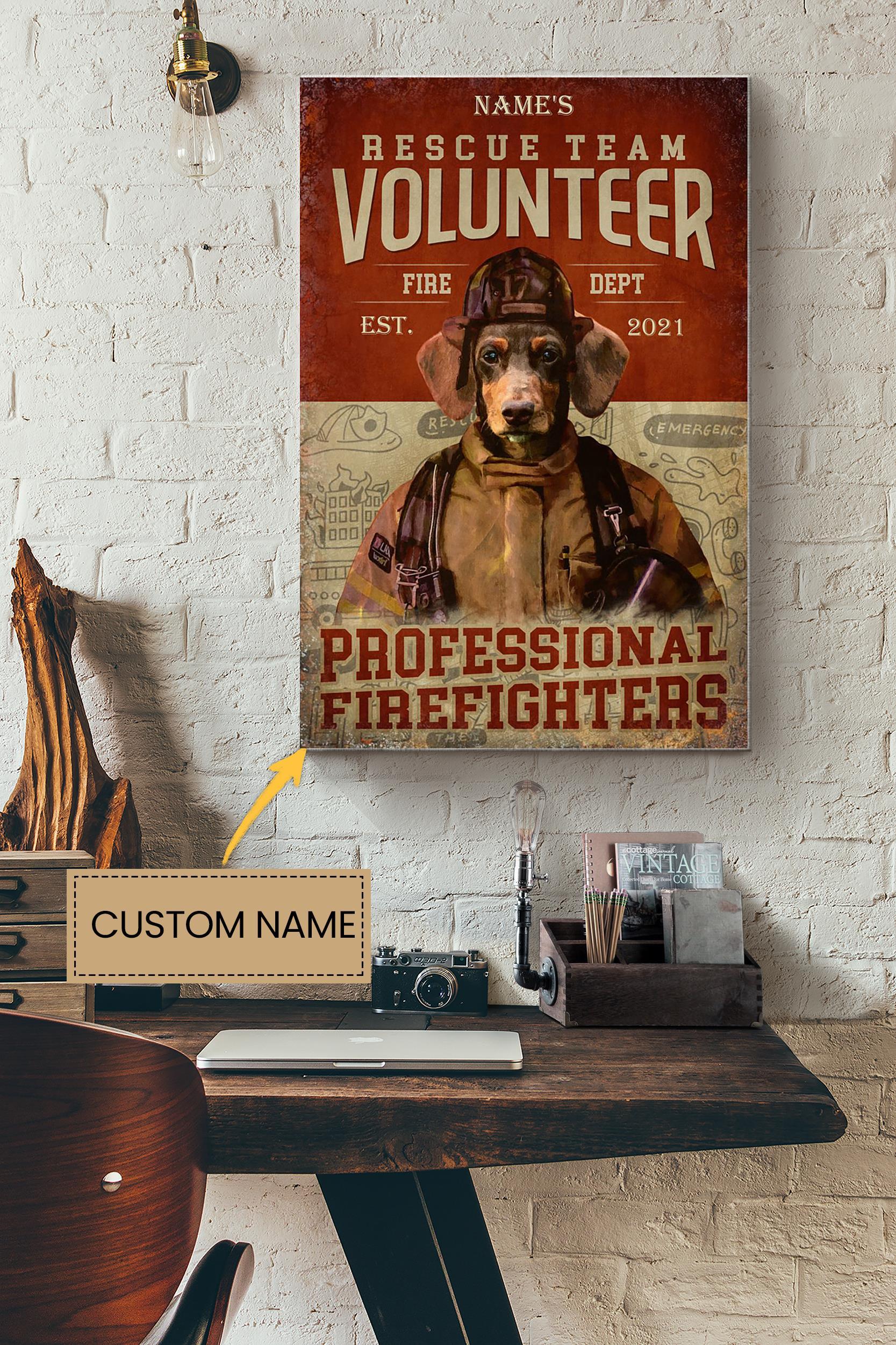 Rescue Team Volunteer Personalized Poster – Animal Wall Art – Gift For Dog Lover Dog Foster Puppy Fan Volunteer Wrapped Canvas