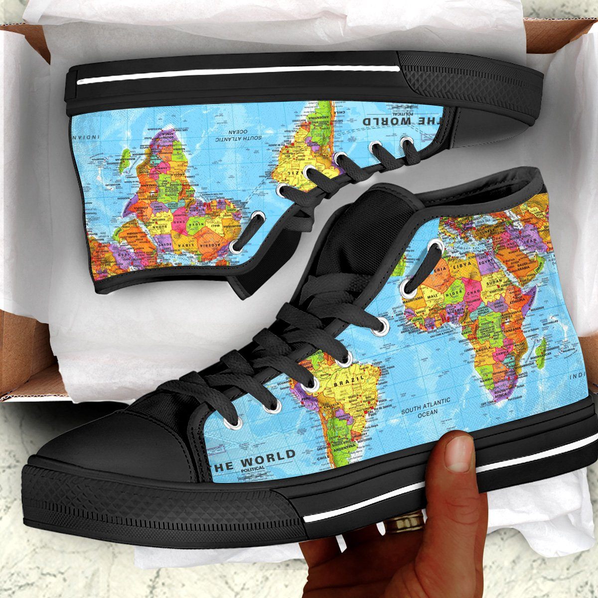 World Map Africa Canvas Shoes