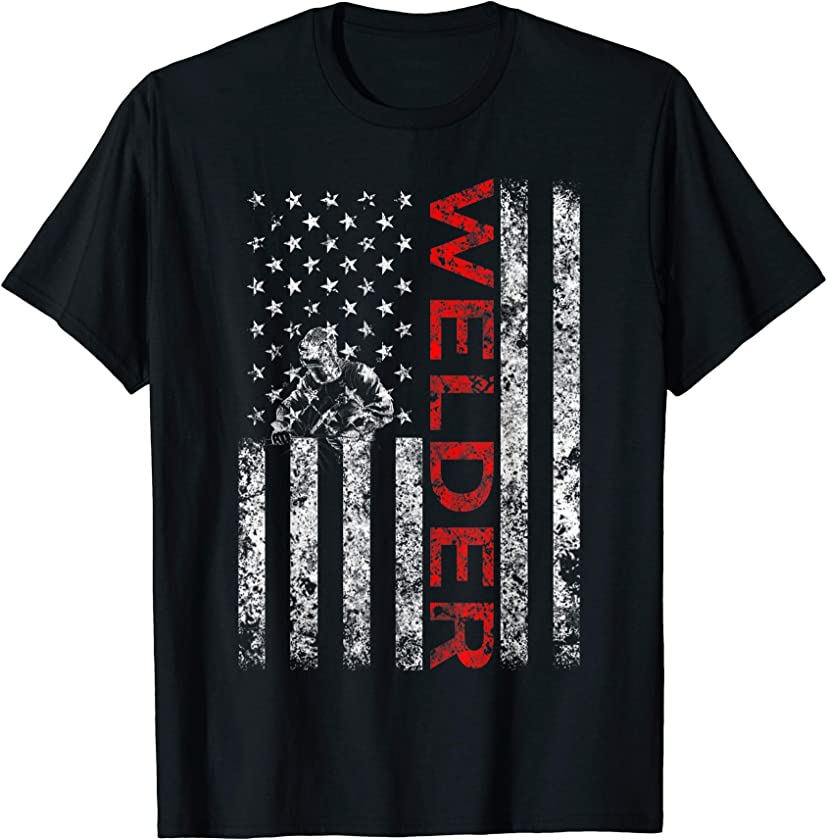 Welder Vintage USA American Flag Welding Gift T-Shirt