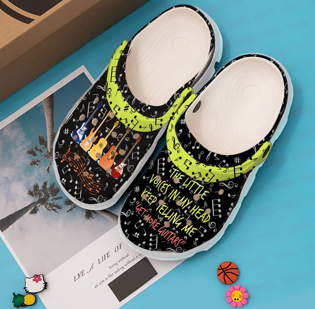 Guitar Personalized Clog, Custom Name, Text, Color, Number Fashion Style For Women, Men, Kid, Print 3D The Little Voices In My Head