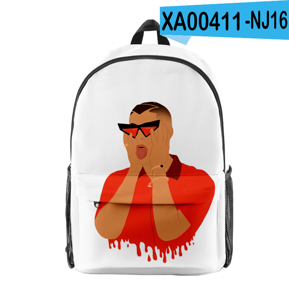 Children Bad bunny Merch Fashion Oxford Cloth Shoulder Backpack Printed Multi Zipper Pack Casual Girls Student School Bag alx