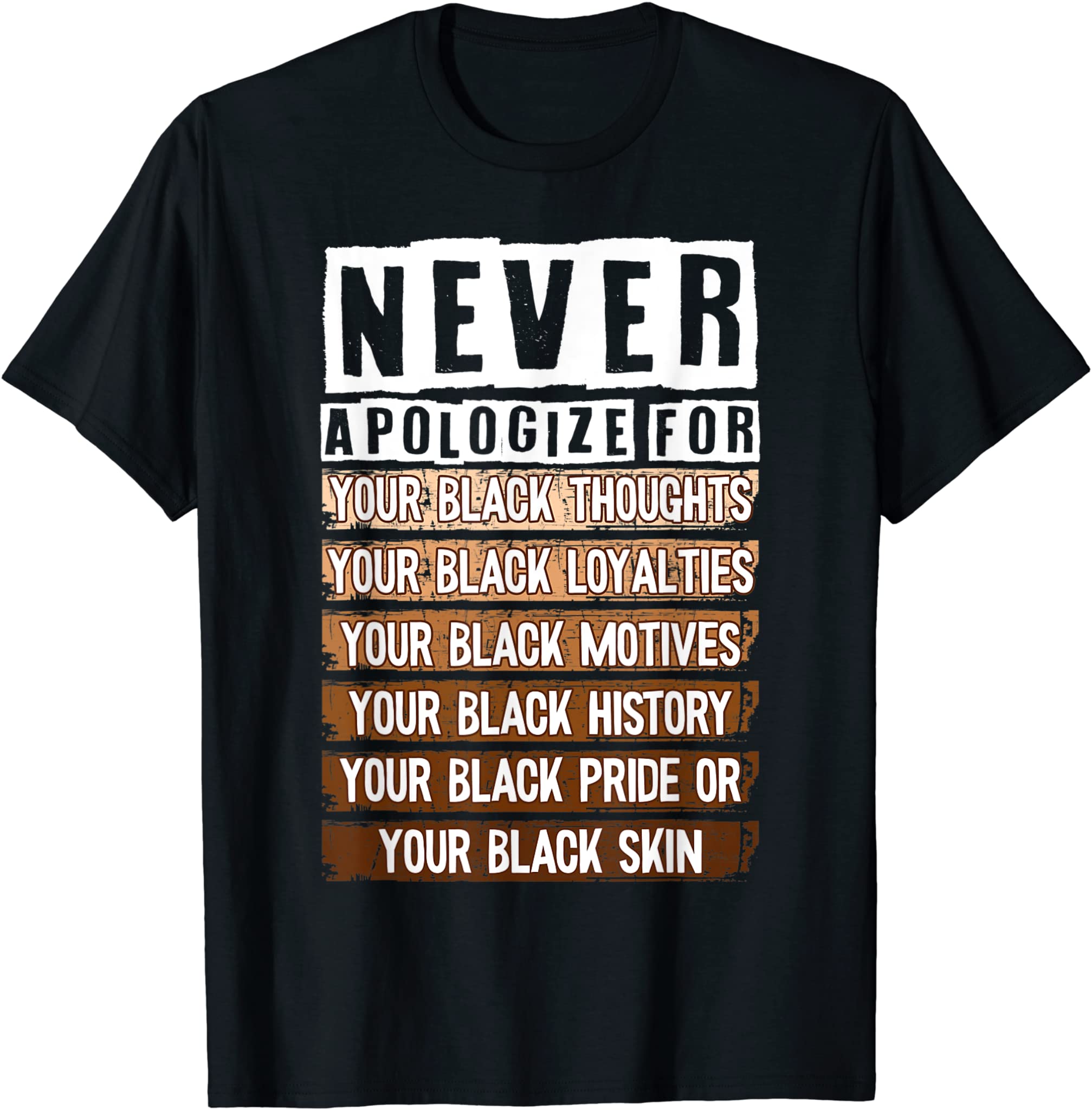 Never Apologize Black History Month Blm Melanin Pride Afro T-Shirt