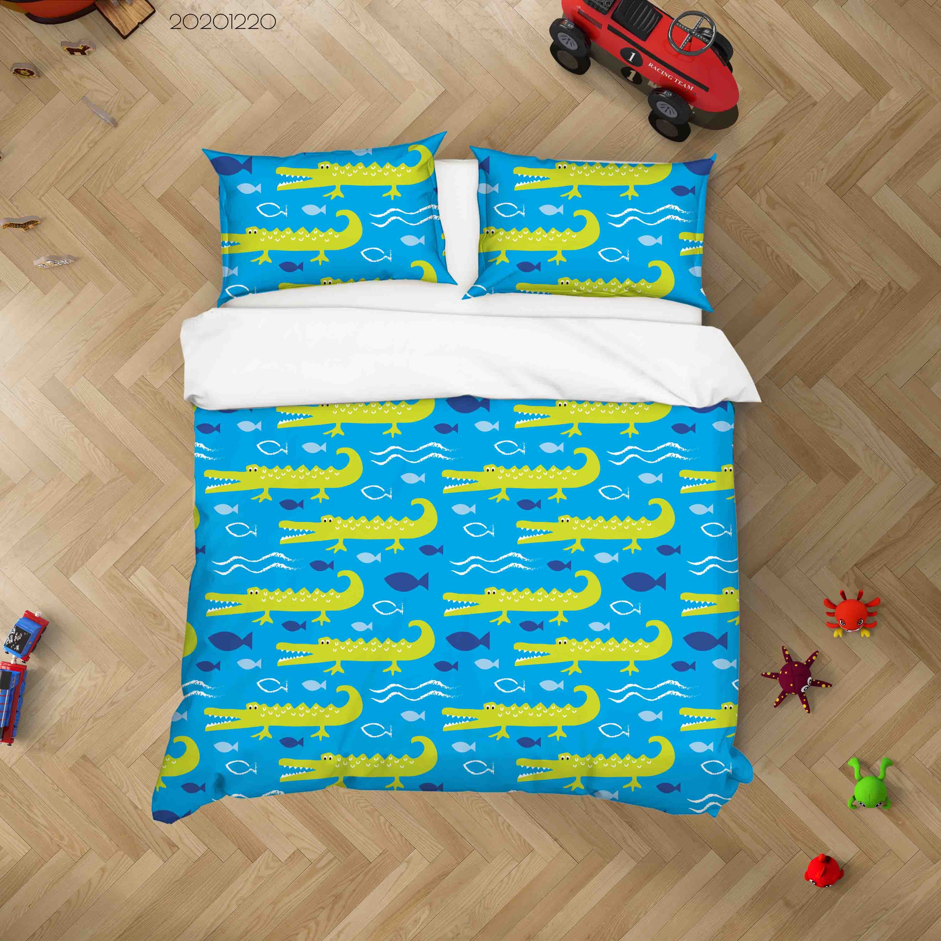 3D Animal Hand Drawn Crocodile Ocean Quilt Cover Set Bedding Set Duvet Cover Pillowcases 47