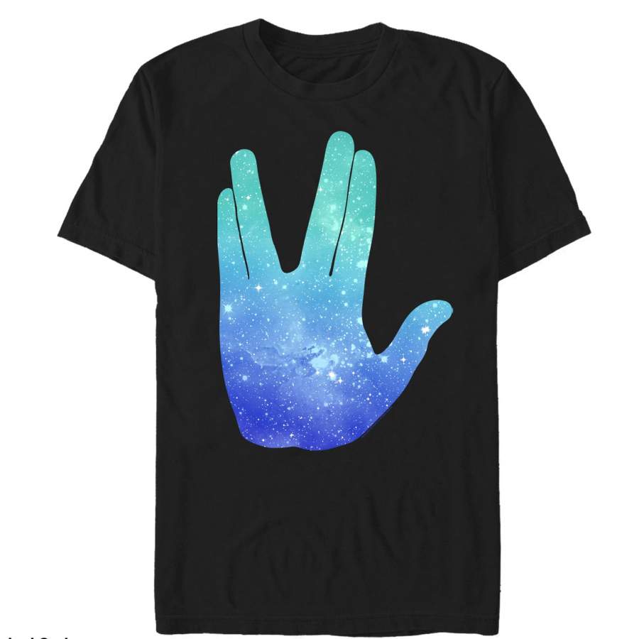 Star Trek Men’s Spock Galactic Vulcan Salute  T Shirt