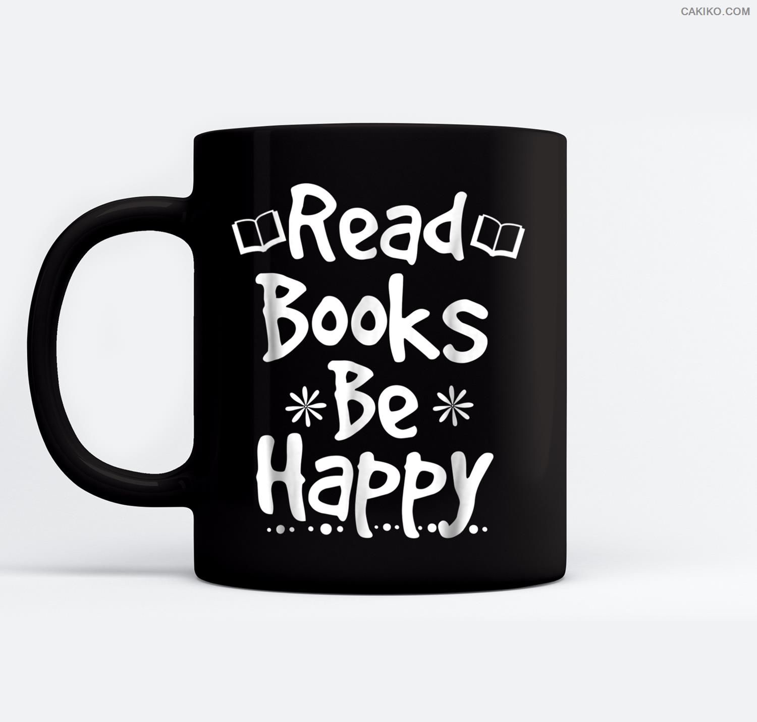 Bookworm Reading Teacher Read Books Be Happy Ceramic Coffee Black Mugs