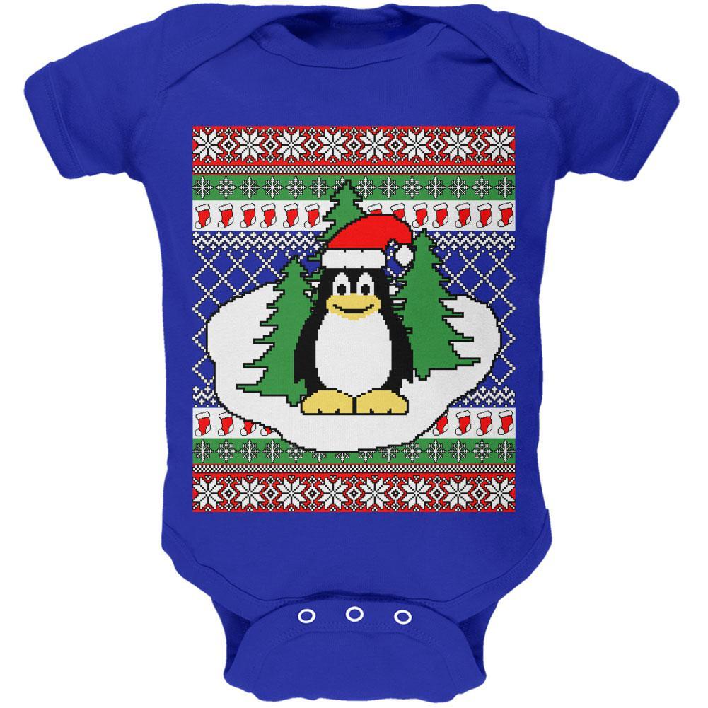 Penguin On Ice Ugly Christmas Sweater Soft Baby One Piece