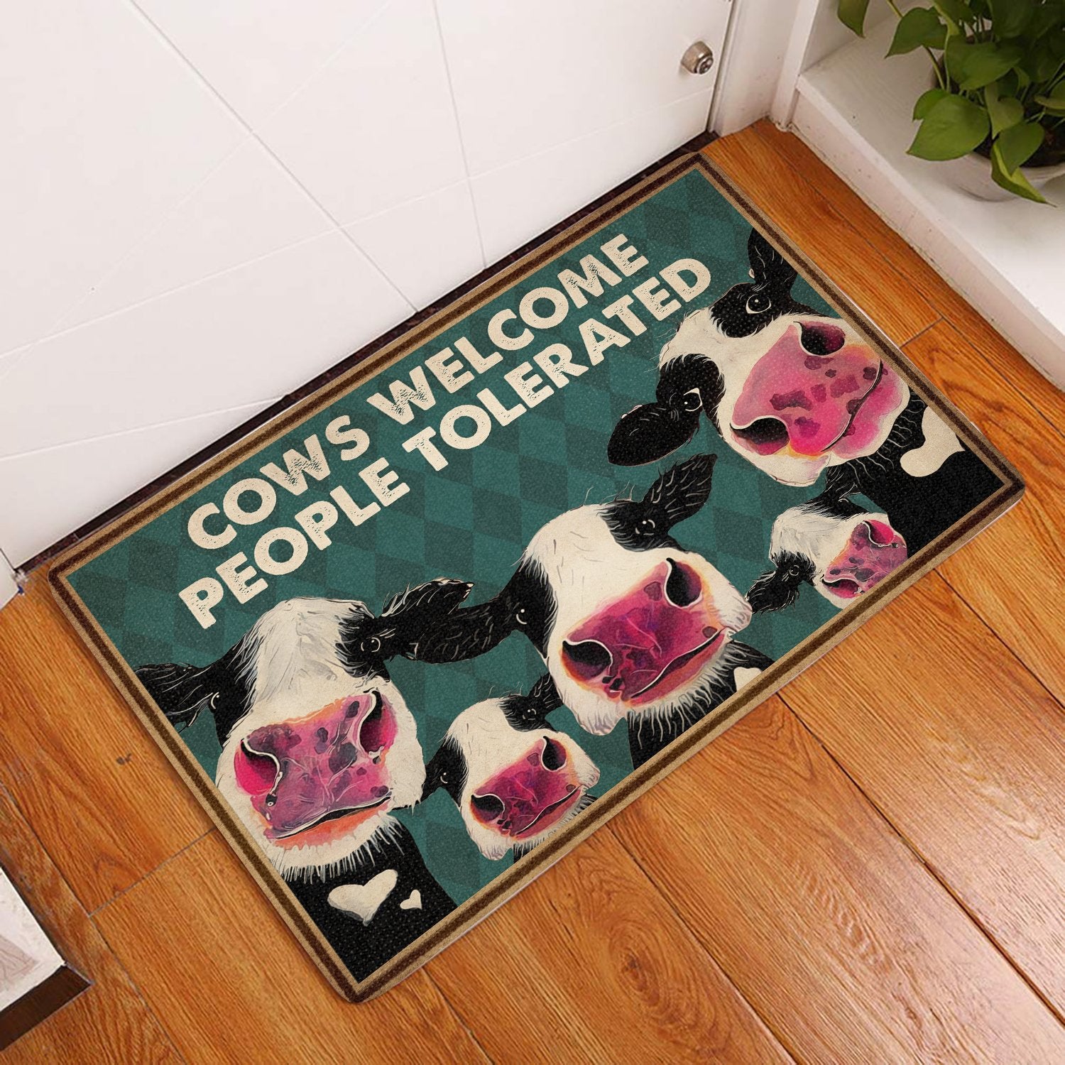 Cows Welcome People Tolerated All Over Printing Doormat Pre1967