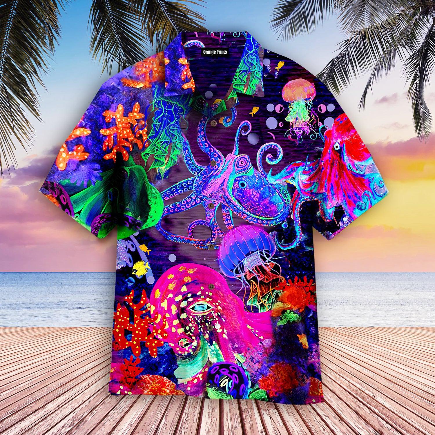 Neon Octopus Hawaii Shirt For Men Women Ha32880