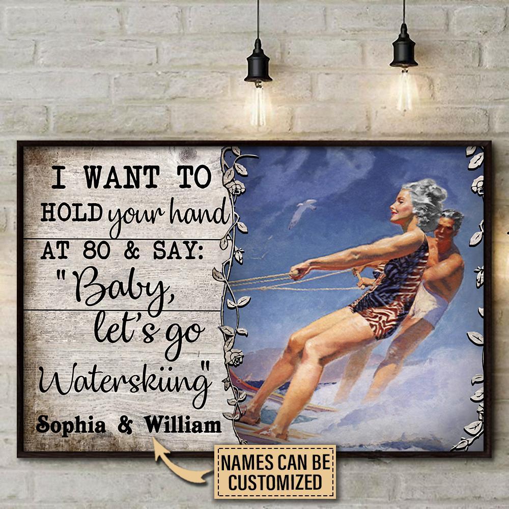 Aeticon Gifts Personalized Waterskiing I Want To Hold Your Hand Canvas Mom Dad Gift Home Decor