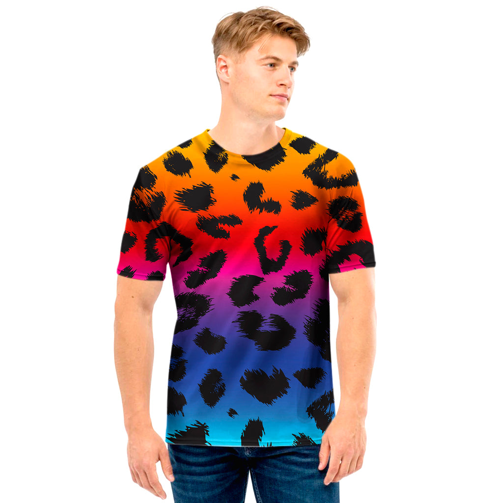 Rainbow Leopard Print Men’S T-Shirt