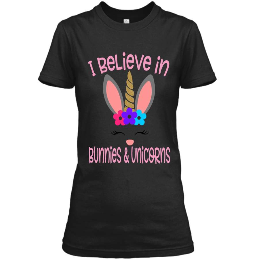 Believe Easter Bunny Unicorn Shirt Cute Easter Gift Ladies Custom