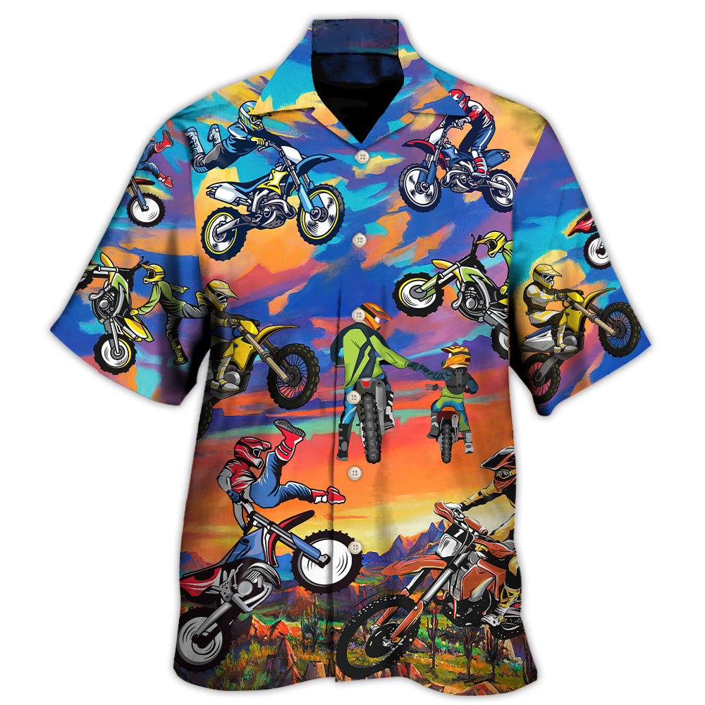 Motocross Lover Motorcycle Biker Art Style Hawaii Shirt Ha110645