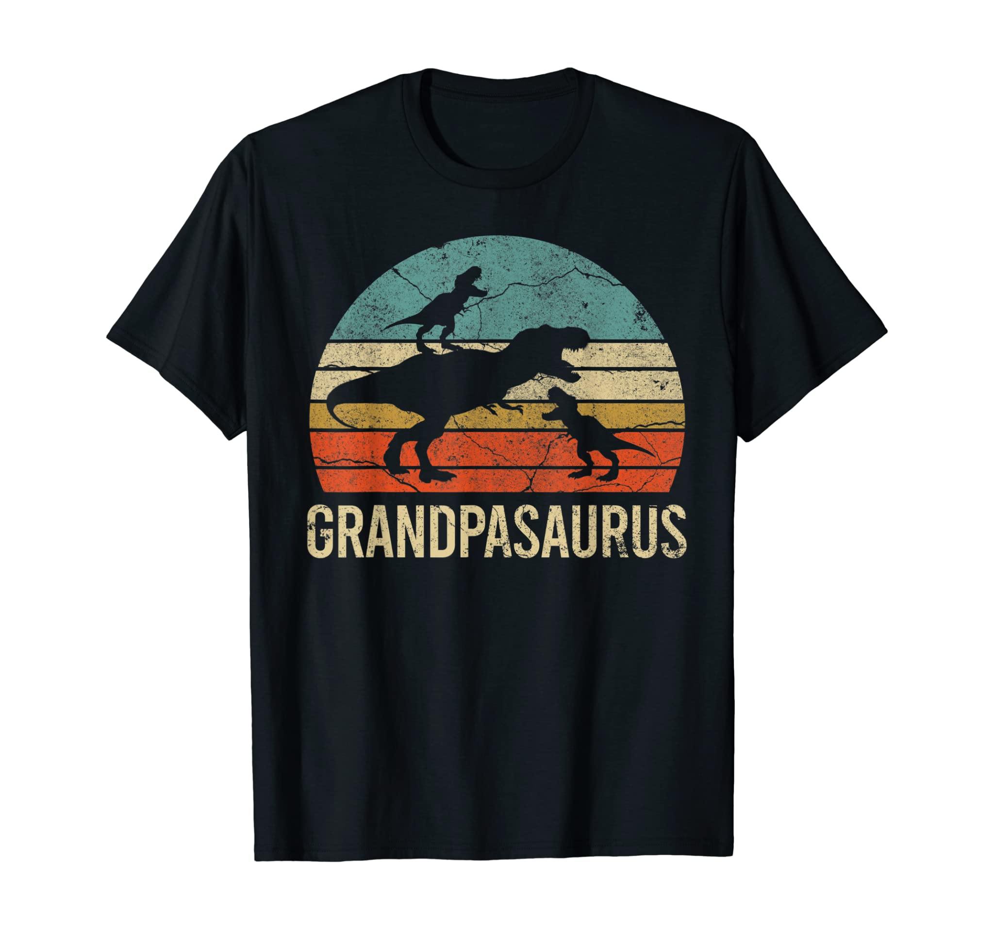 Grandpa Dinosaur Dad Gift Funny Grandpasaurus 2 Two Kids T-Shirt