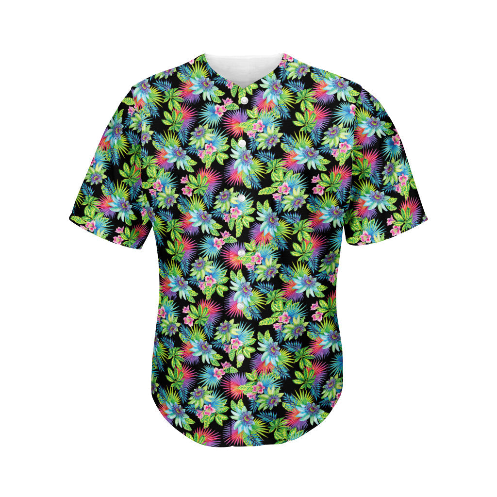 Psychedelic Hawaii Flower Print Baseball Jersey Ha86840