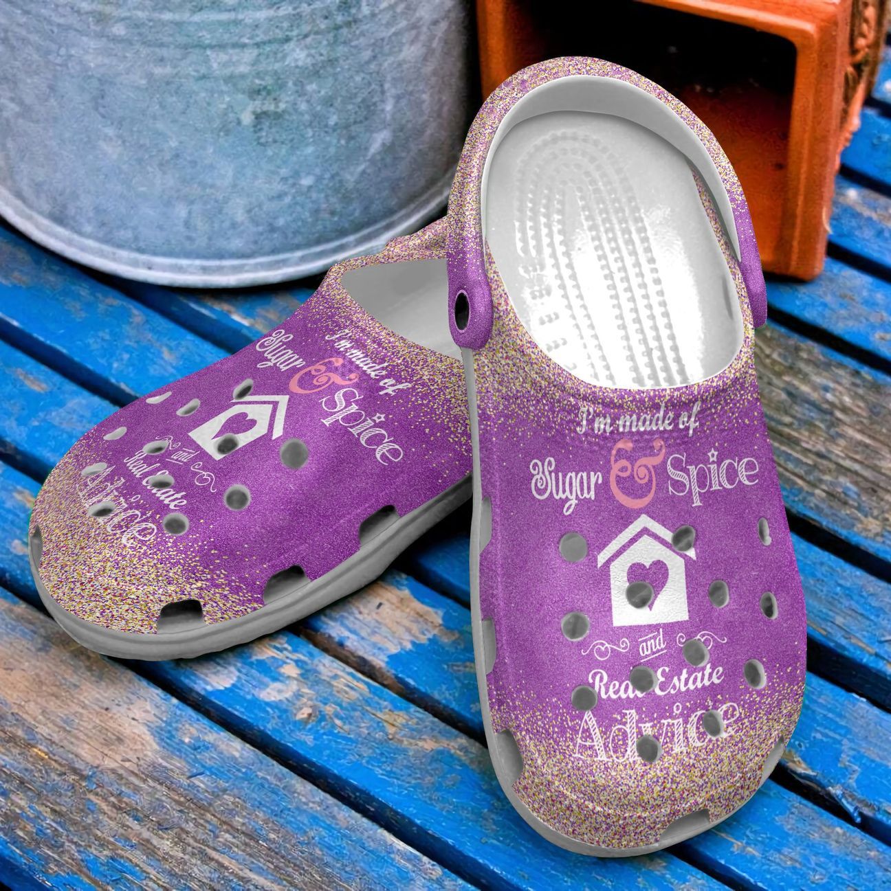 Real Estate Personalized Clog, Custom Name, Text, Color, Number Fashion Style For Women, Men, Kid, Print 3D Made Of Sugar And Spice