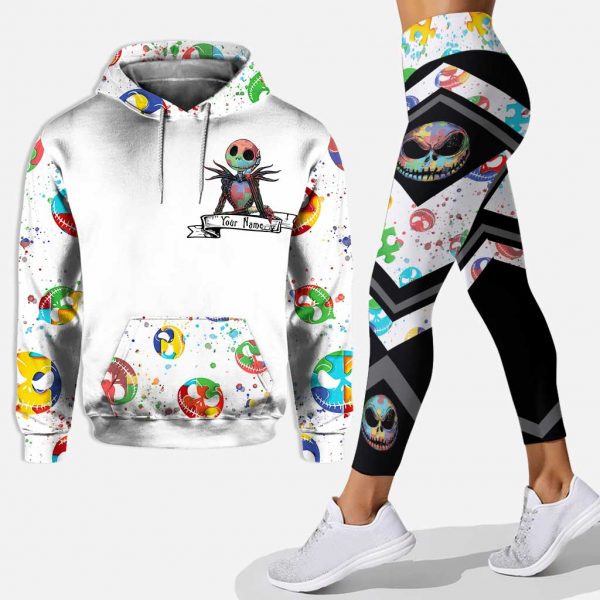 It’S Ok To Be Different Personalized Autism Awareness Hoodie & Leggings Gift For Jack Skellington Lovers Autism Awareness Hoodie Gift Ht