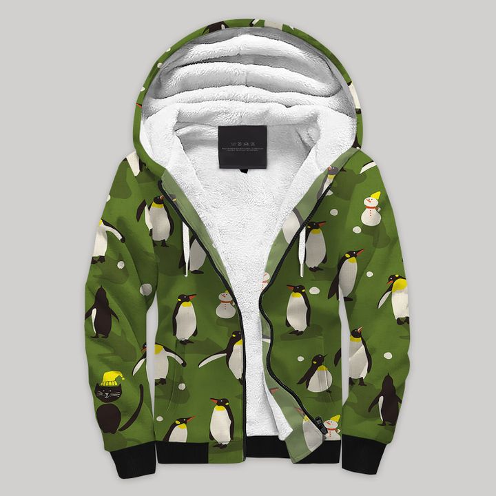 Penguin Blanket Fleece Zip Hoodie All Over Print | Fz808