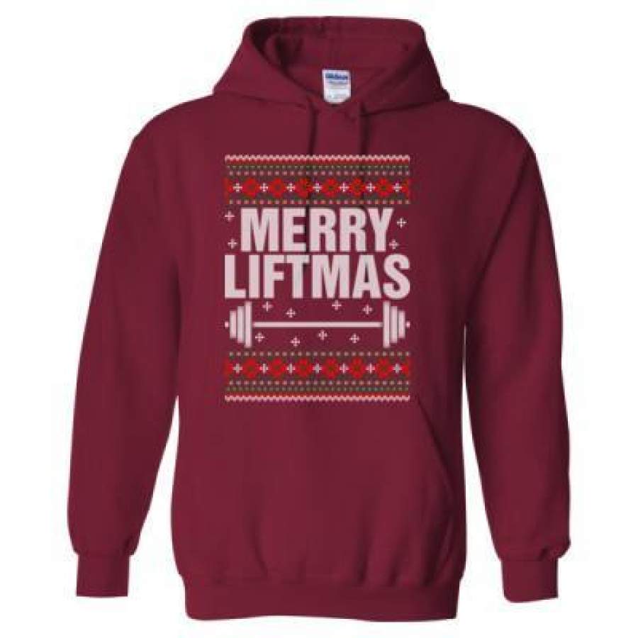 AGR Merry Liftmas Ugly Christmas Sweater – Heavy Blend™ Hooded Sweatshirt