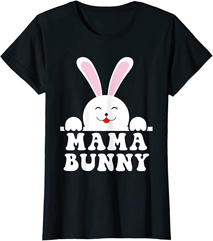 Womens Mama Bunny Easter Eggs Jesus Holly Week Pascha Christian T-Shirt