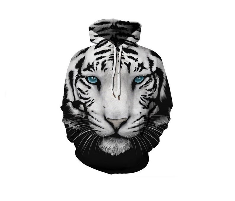 White Tiger Paint All Over Print Hoodie Gift Adults And Teenagers Unisex