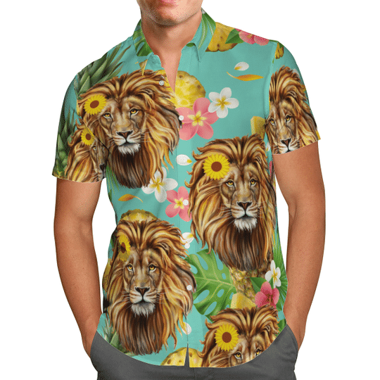 Tropical Pineapple Lion Hawaiian Shirt | For Men & Women | Adult | Hw6498