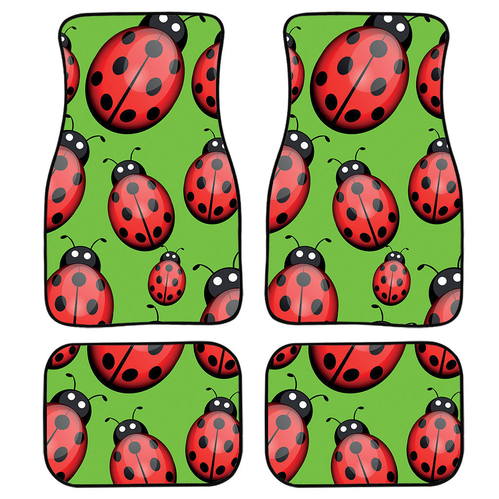 Cute Ladybug Pattern Print Front And Back Car Floor Mats, Front Car Mat