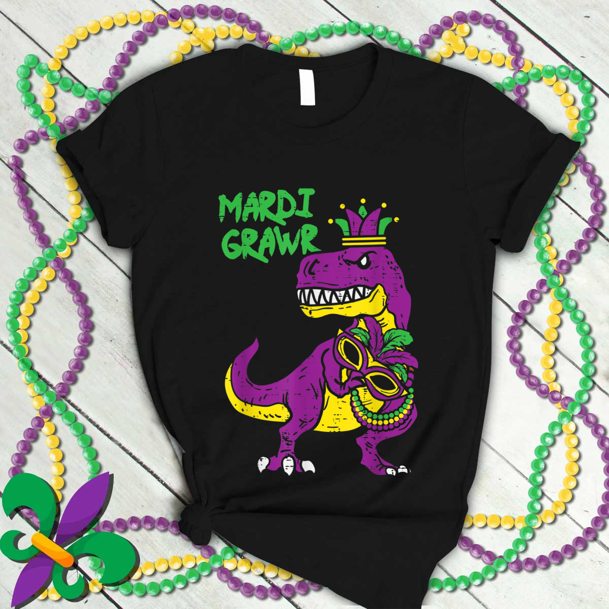 Mardi Grawr Jester Trex Dinosaur Cute Mardi Gras Boys Gift T-Shirt