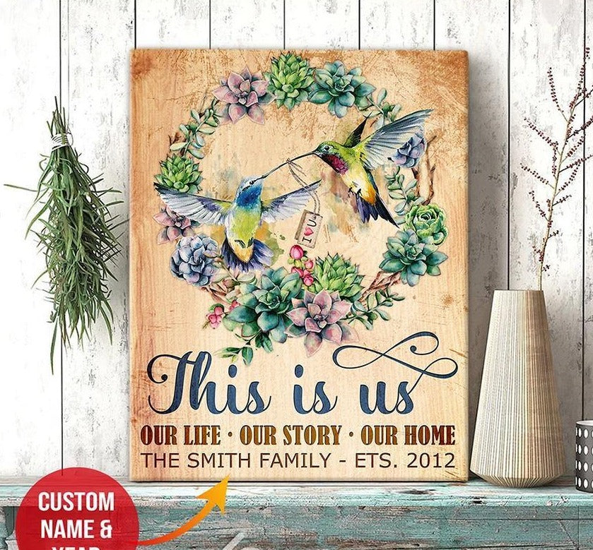 Personalized Name Text – Canvas, Poster – Hummingbird – This Is Us Wall Art