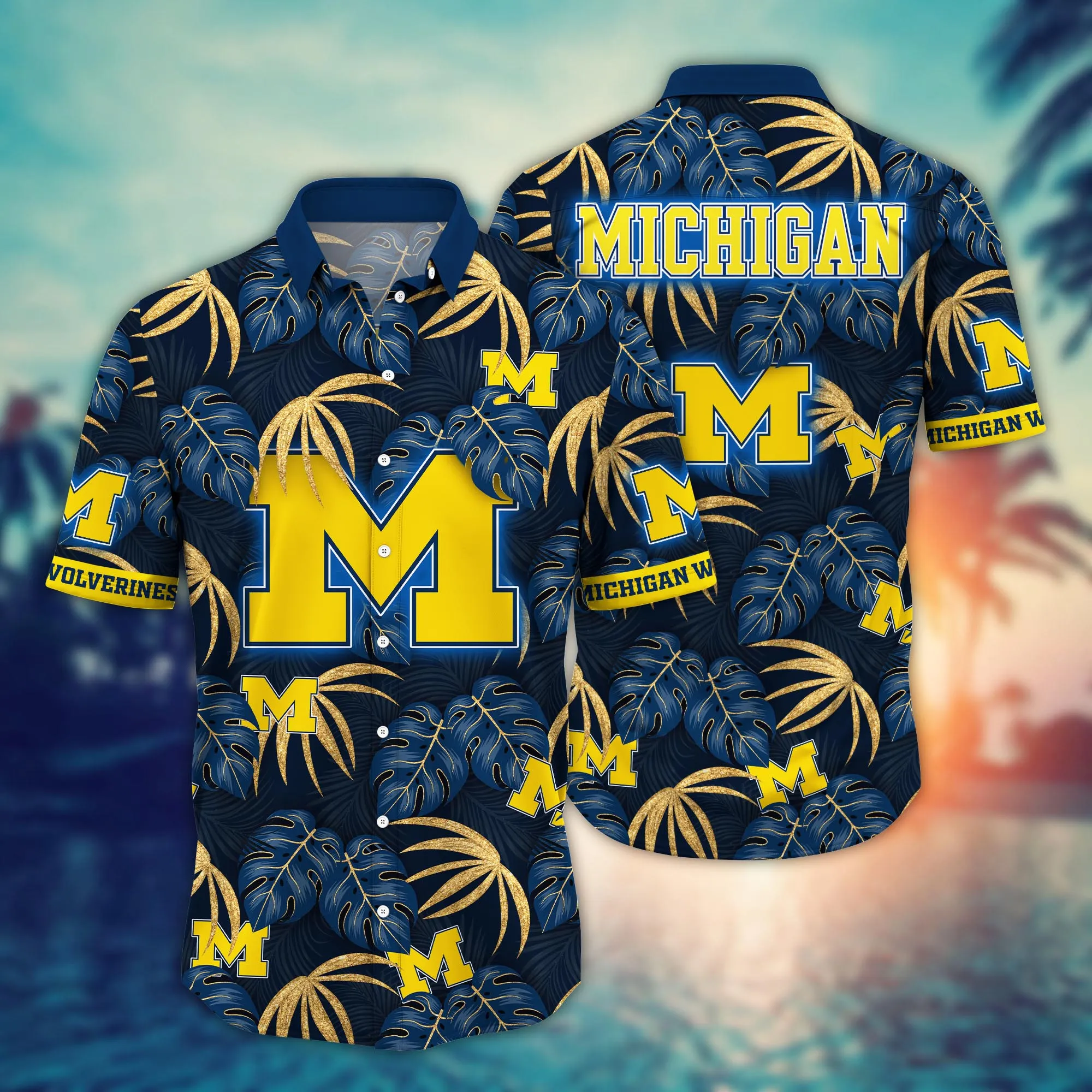 Michigan Wolverines NCCA Hawaiian Shirt Sea Breeze Aloha Shirt