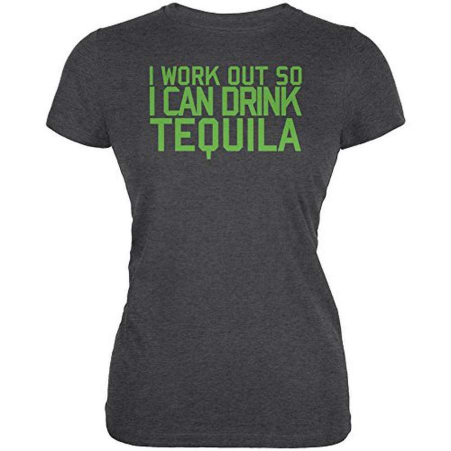 Work Out Drink Tequila Juniors Soft T Shirt