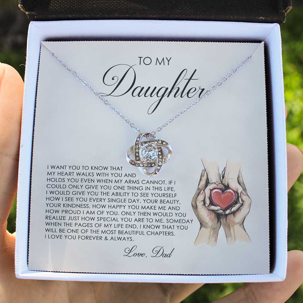 To My Daughter Necklace – Your Beautiful, Your Kindness Love Knot Necklace